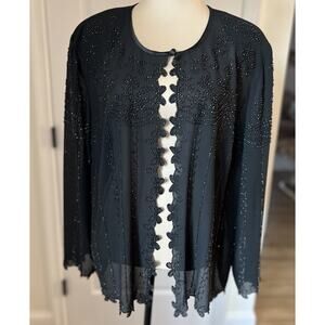 VINTAGE DRESS BARN 22W Black Sheer Top Jacket Romantic 90s Y2K Holiday Gothic